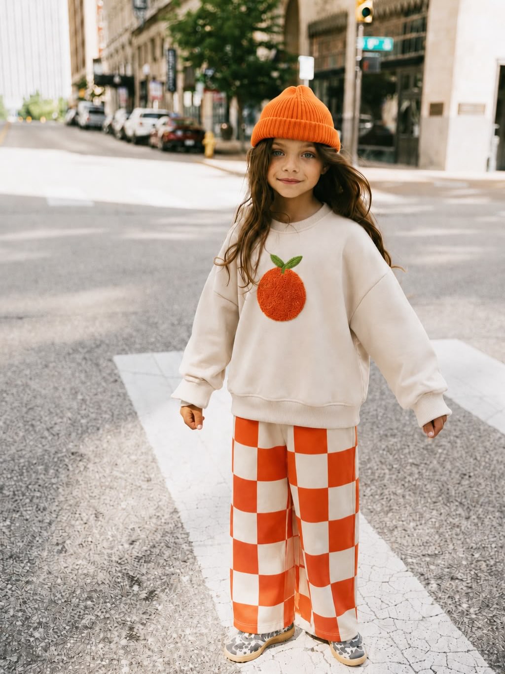 Orange Checkered Kids Set